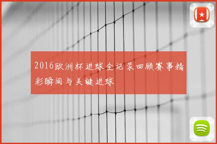 2016欧洲杯进球全记录回顾赛事精彩瞬间与关键进球